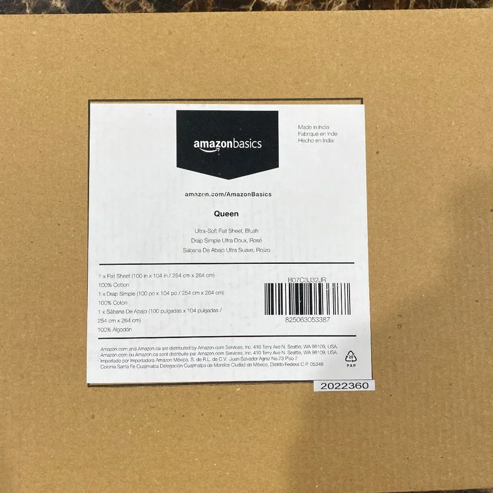 Amazon Basics Queen Ultra-Soft Flat Sheet, Blush Pink